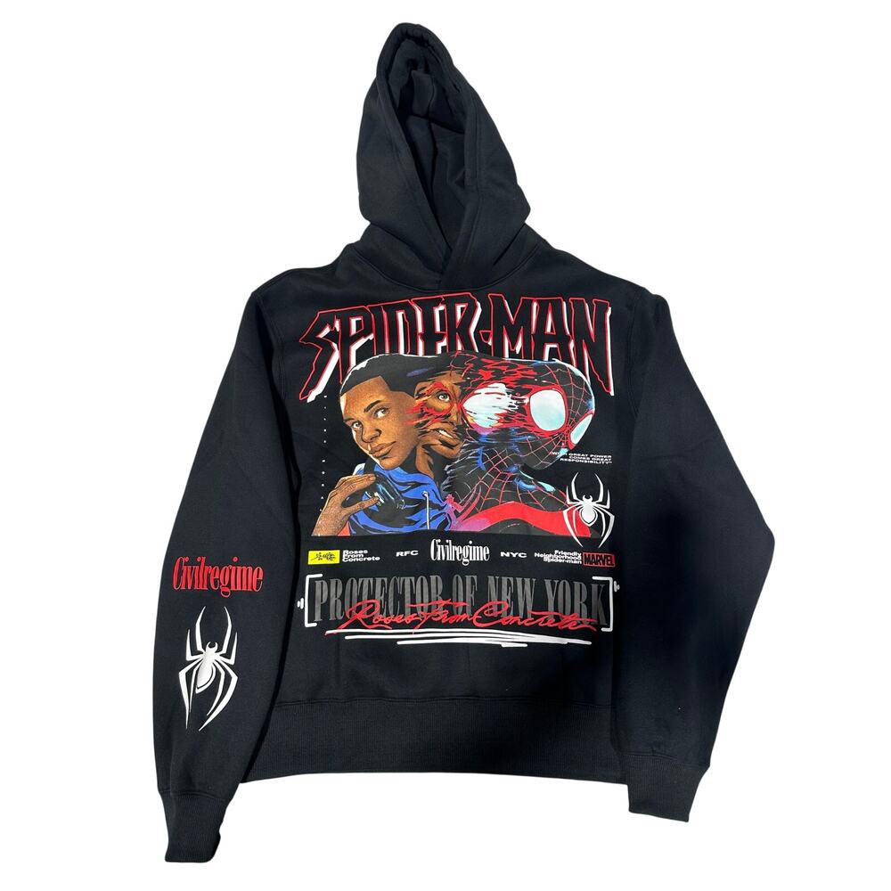 Civil Regime Marvel Spider-Man Black Hoodie Large NWT